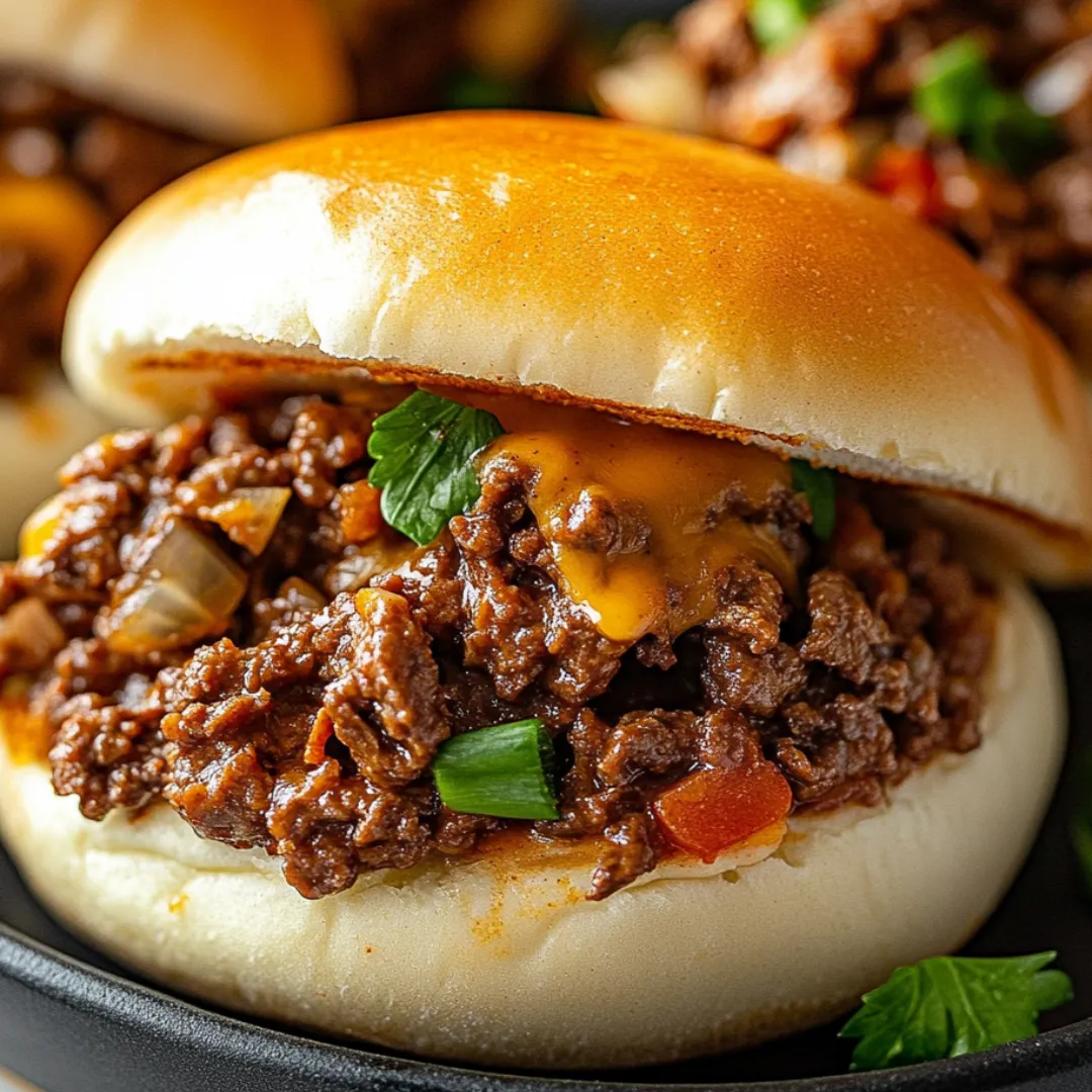 A close up of a burger with cheese and onions.