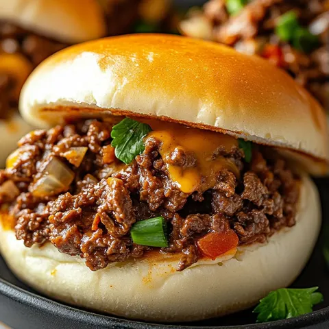 A close up of a burger with cheese and onions.
