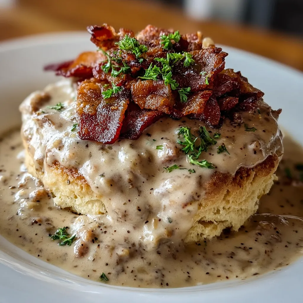 Bacon and cheese on top of biscuits.