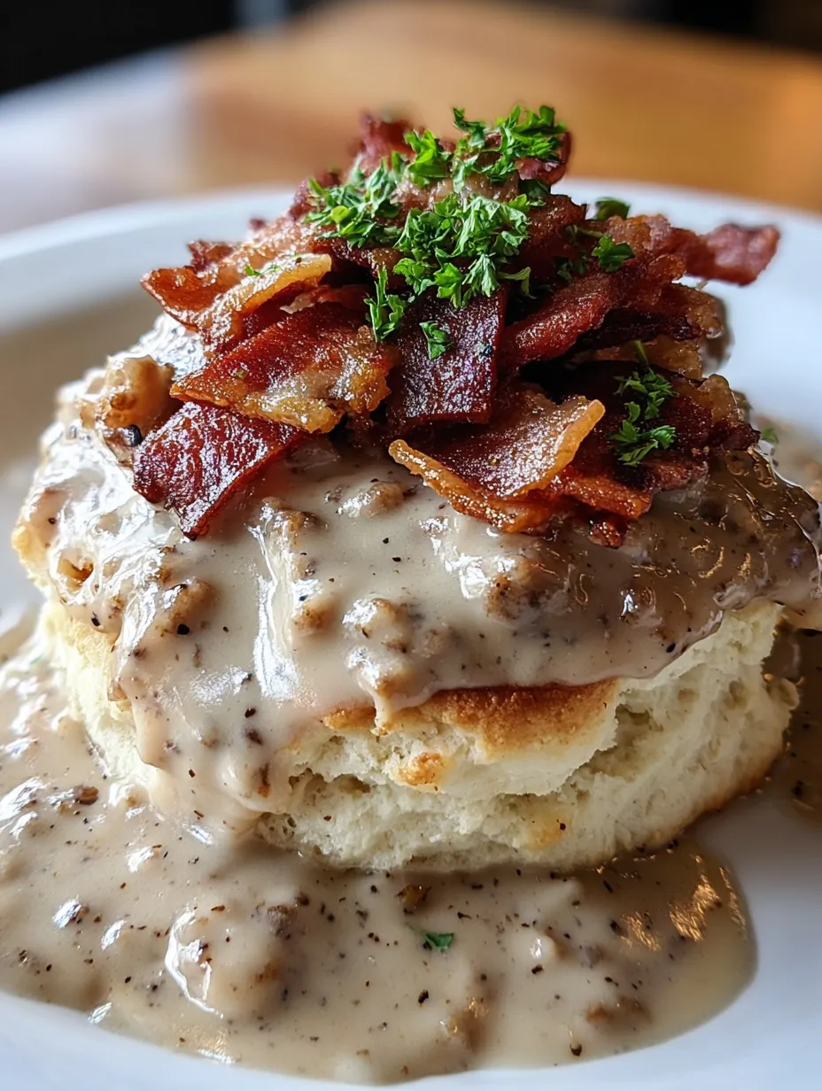 Bacon and gravy on a biscuit.