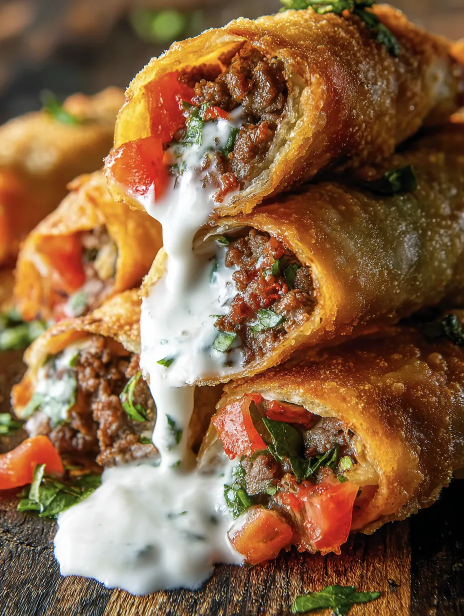 A plate of food with a white sauce drizzled over it.
