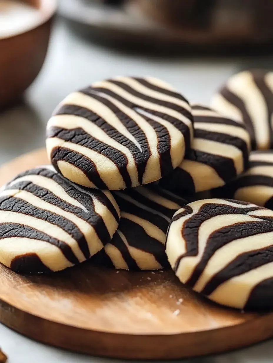 A plate of cookies with a zebra print.