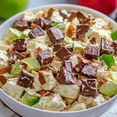 A bowl of chocolate and fruit salad.