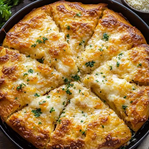 A pizza with cheese and herbs on top.