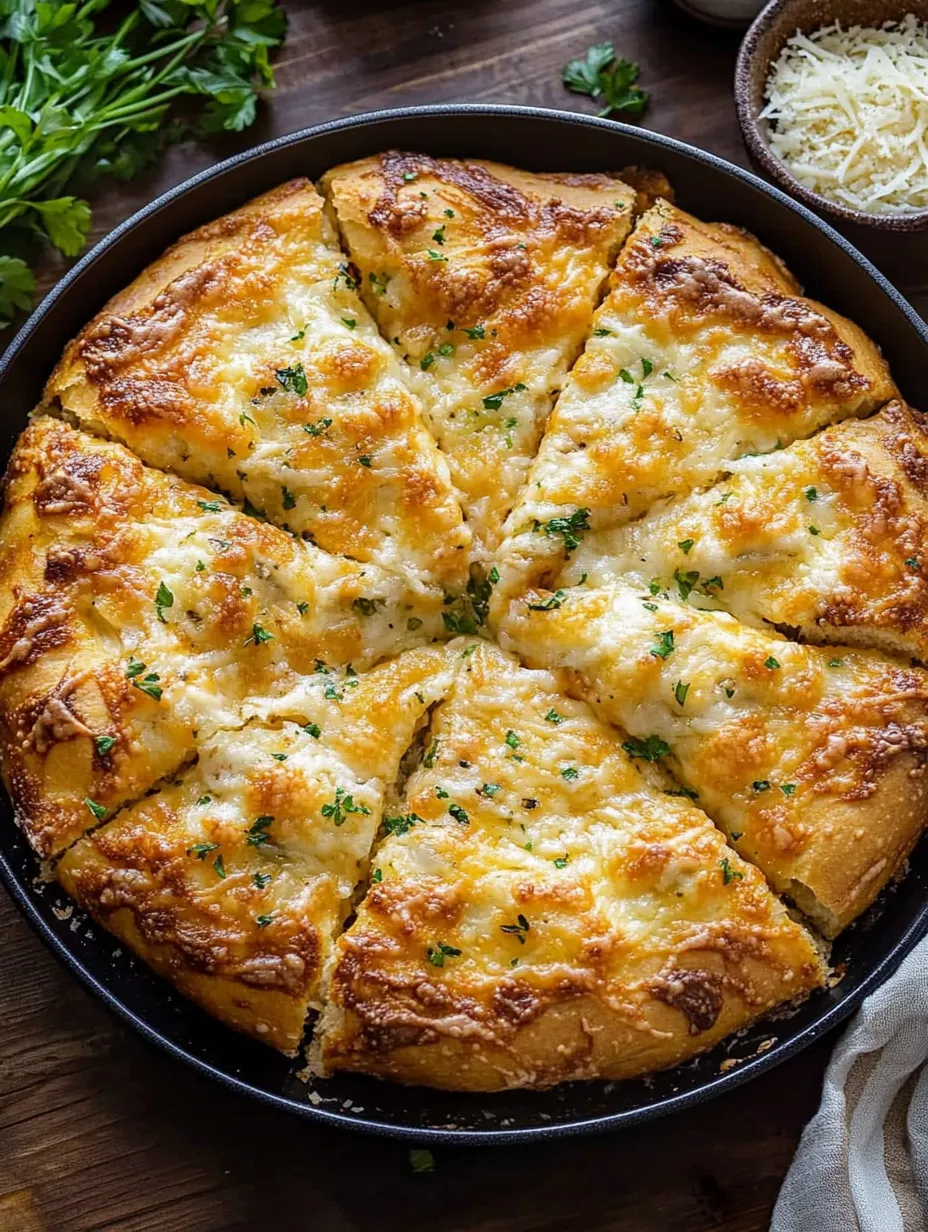 A pizza with cheese and herbs on top.