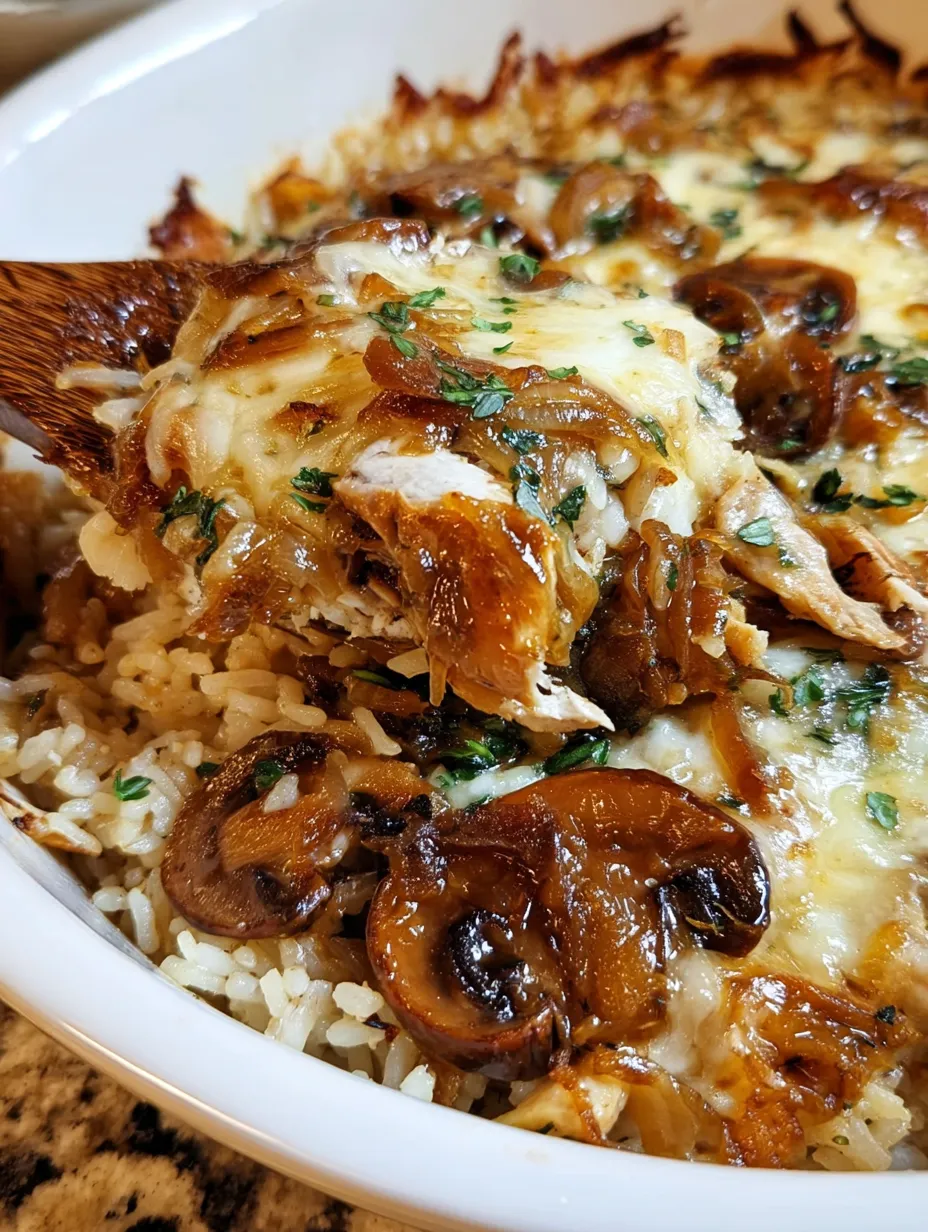 A bowl of rice with mushrooms and cheese.