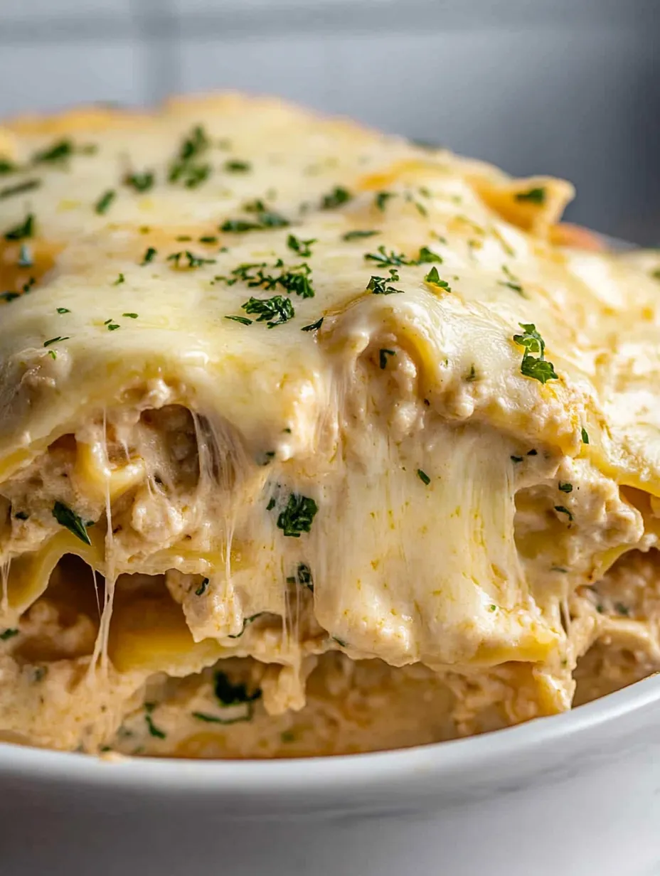 A close up of a cheese and herb filled lasagna.