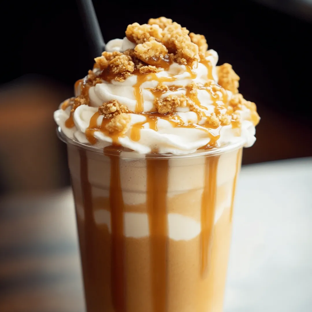 A glass of caramel sauce with whipped cream.