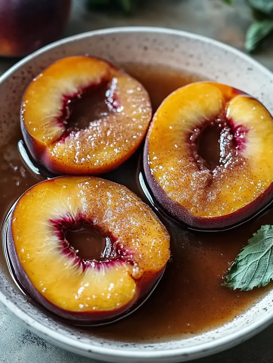 Peaches in a bowl with syrup.