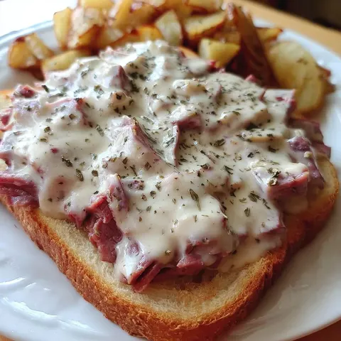 A plate of food with meat and potatoes.