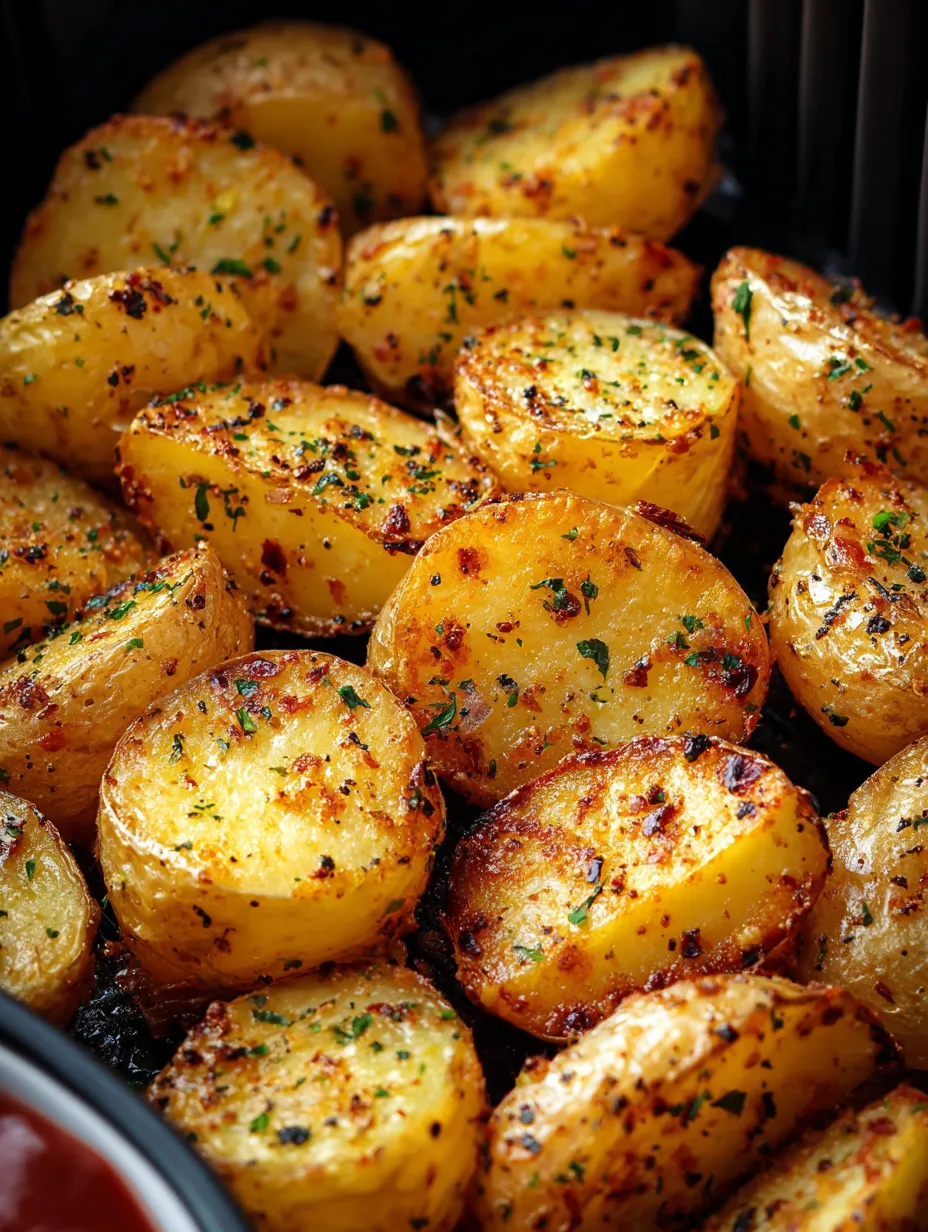 A plate of potatoes with herbs on top.