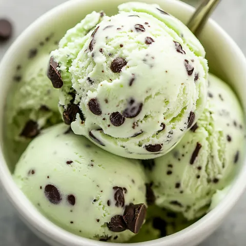 A bowl of ice cream with chocolate chips.