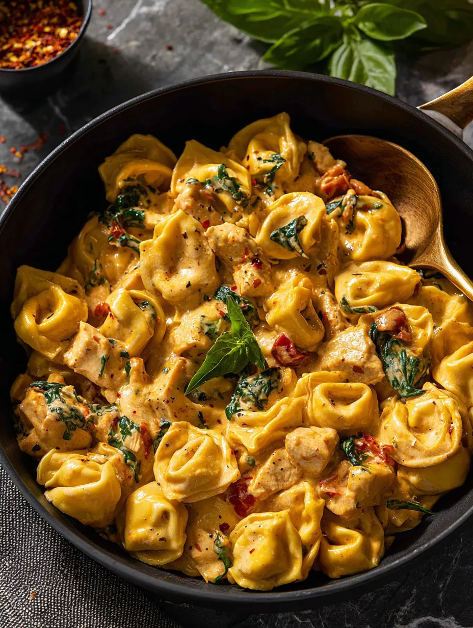 A bowl of pasta with chicken and vegetables.