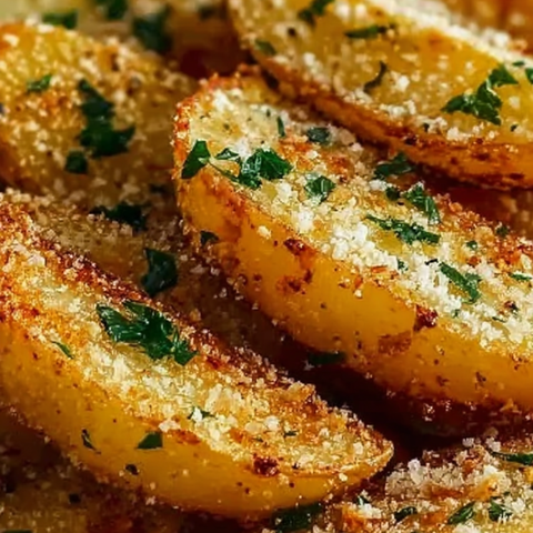 A close up of a fried potato with seasoning.