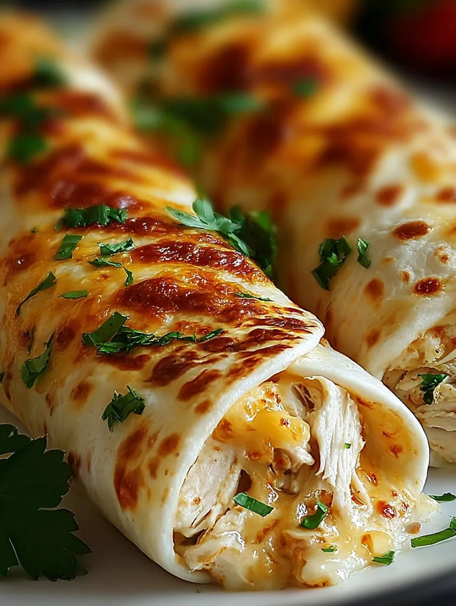 A serving plate holding one burrito and a chicken-filled wrap meal.