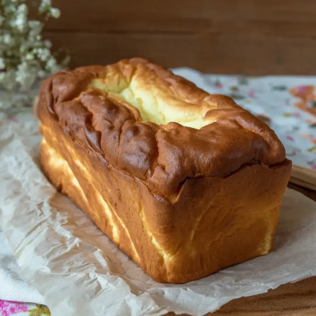 Soft loaf with a hole in the center sits on a surface.