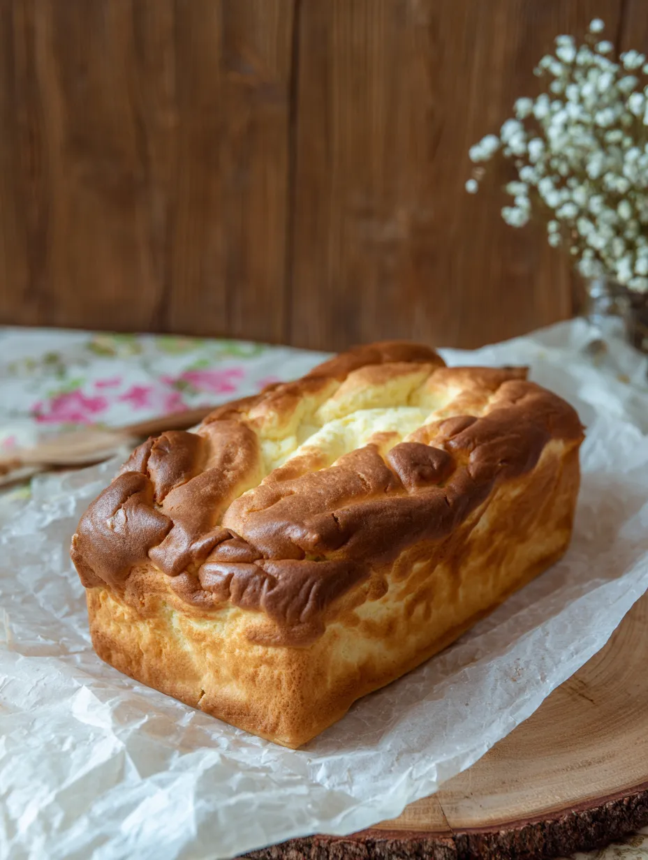 A loaf of bread with white stuff in it.