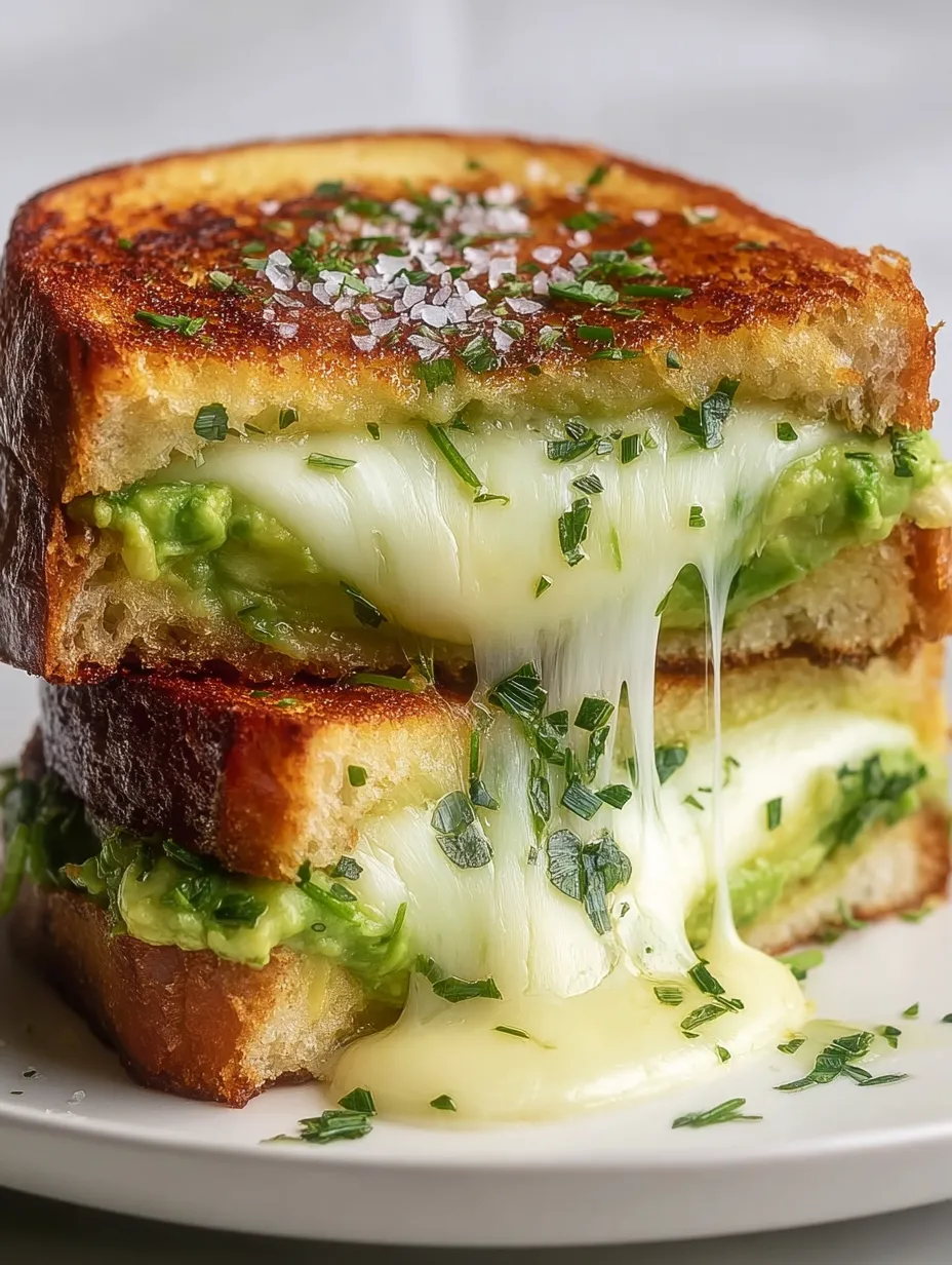 A sandwich with cheese and avocado.