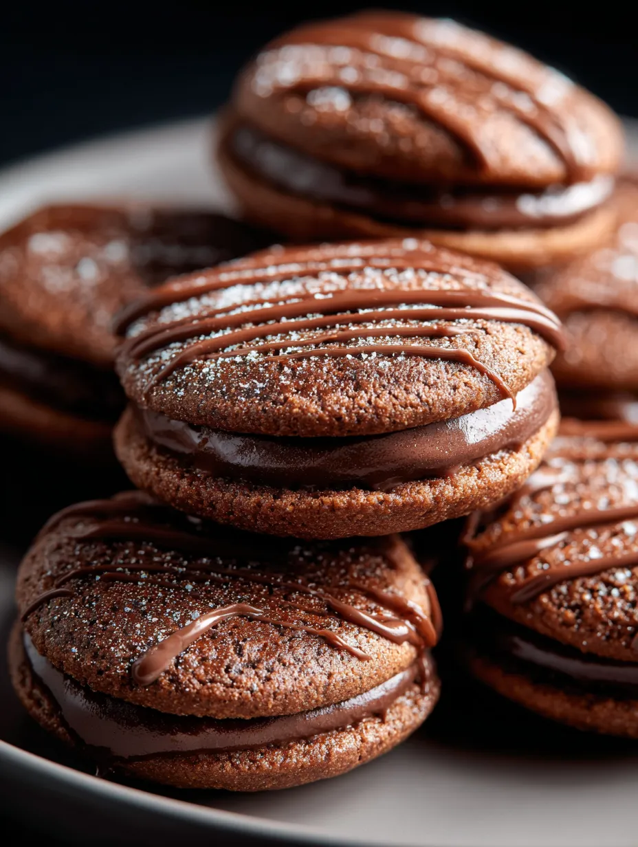 Chocolate chip cookies with chocolate drizzle.