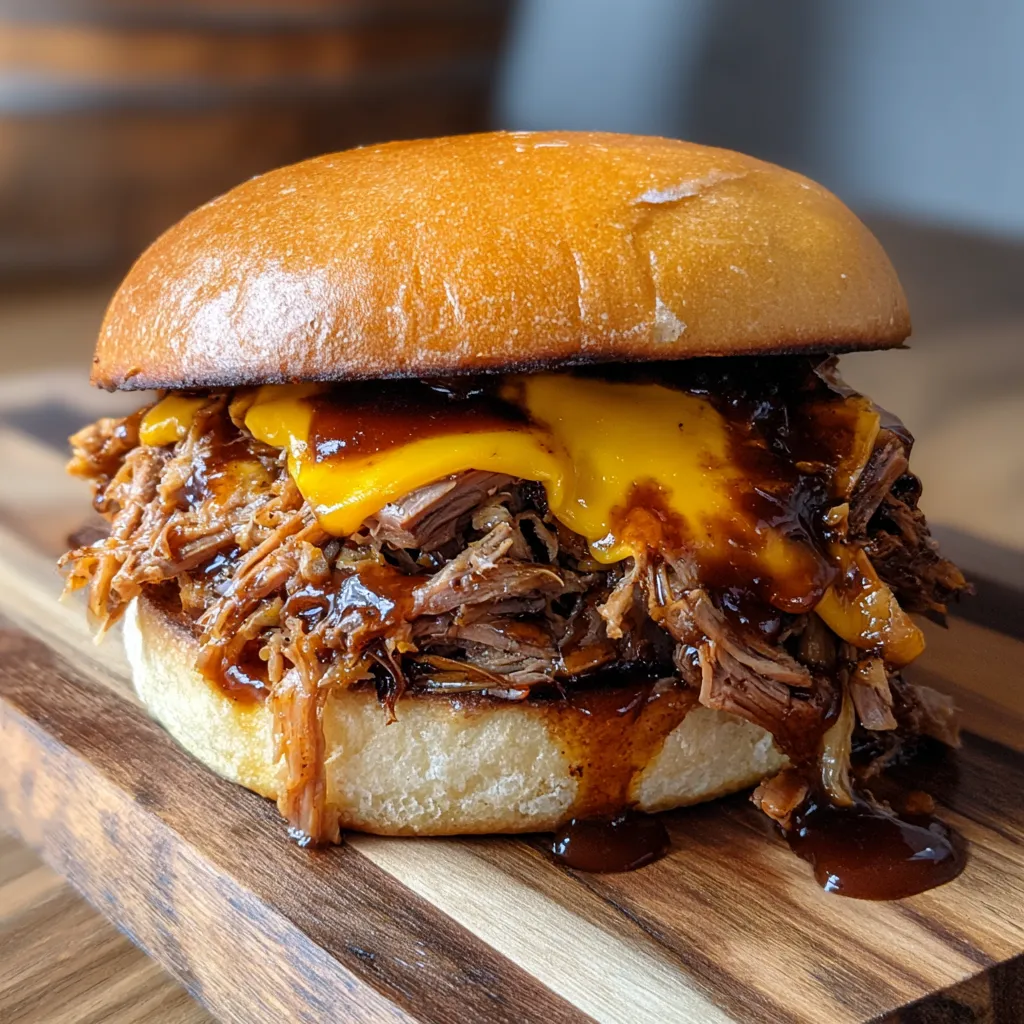 A close up of a barbecue sandwich.
