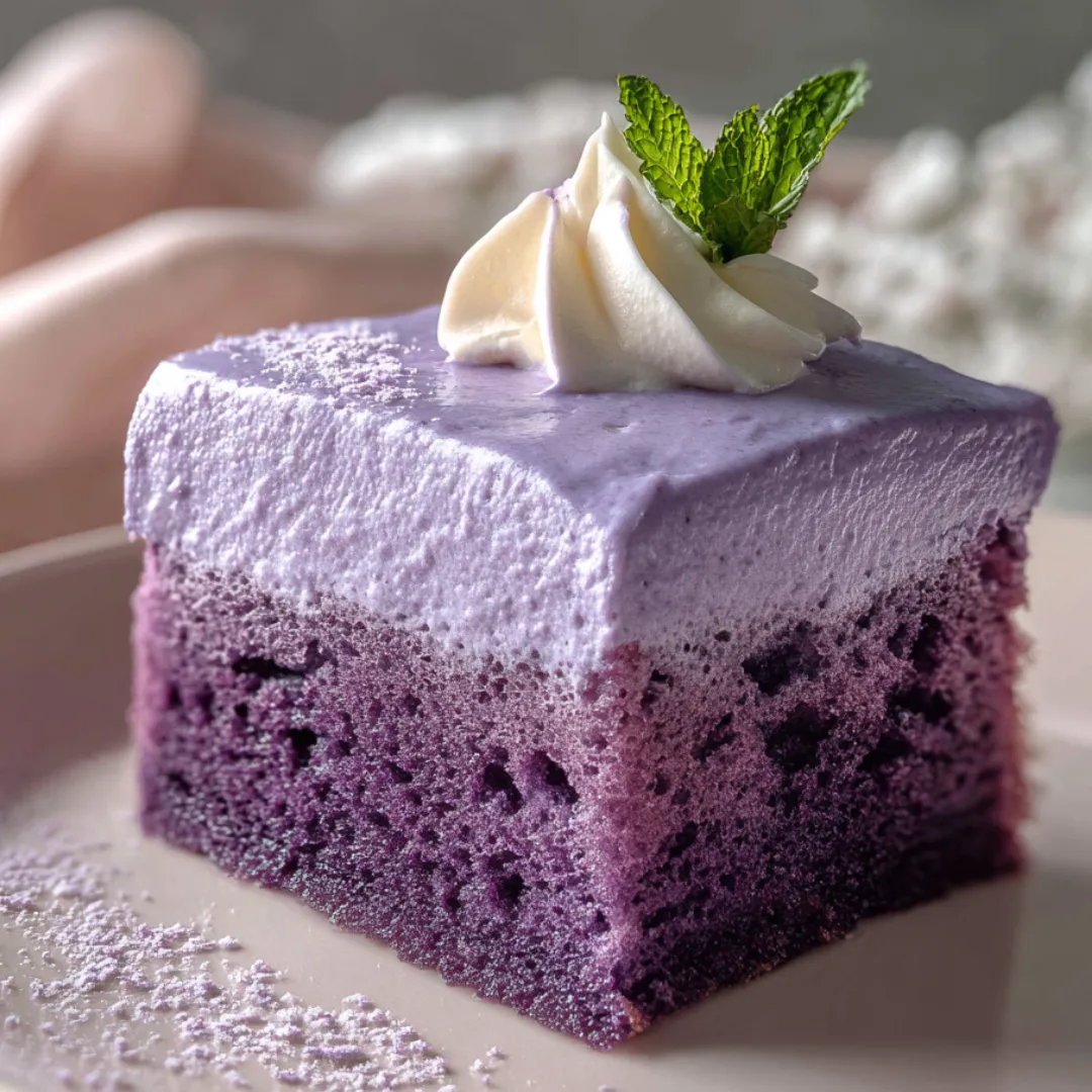 A slice of cake with a mint leaf on top.