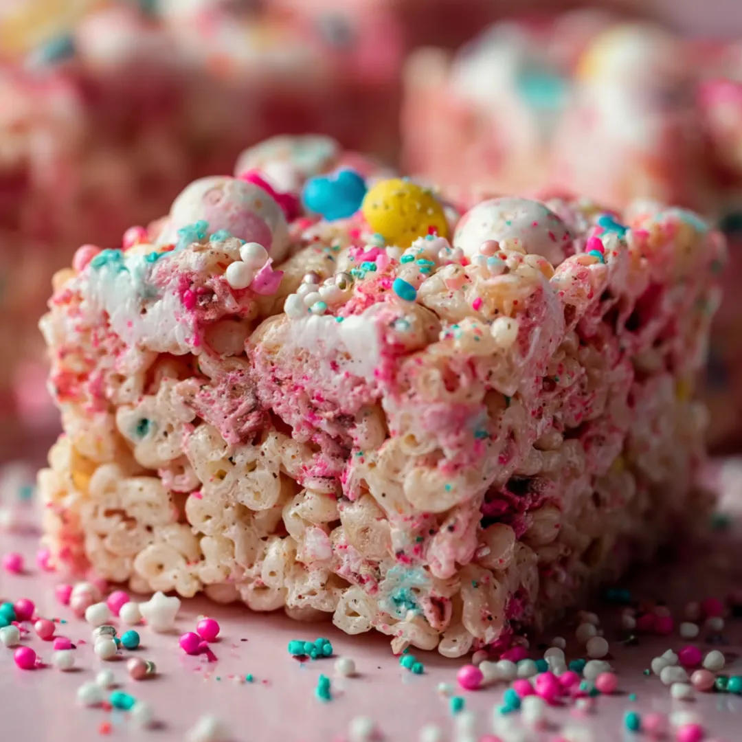 A piece of cake with marshmallows on top.