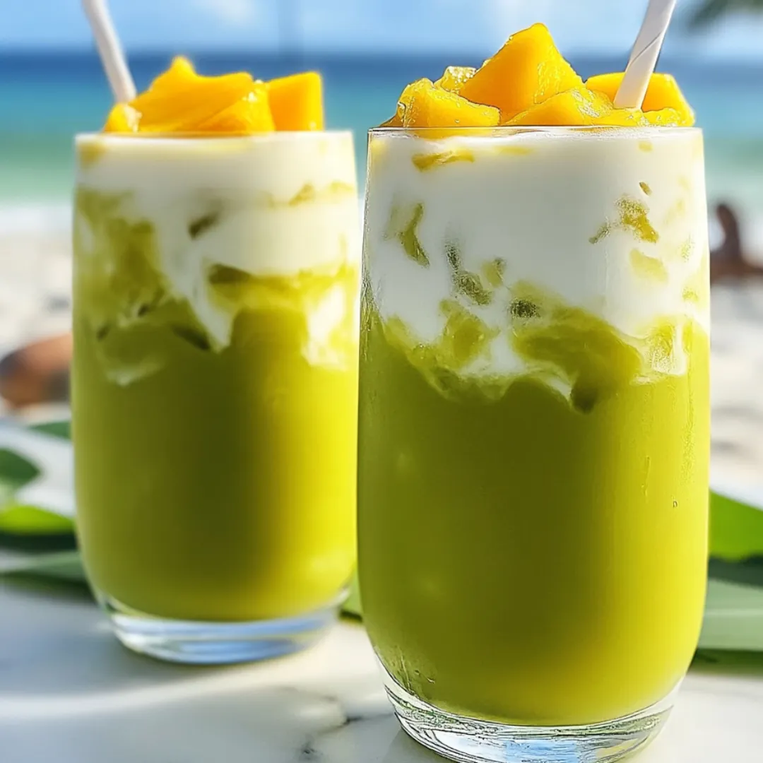 Two glasses of green smoothie.