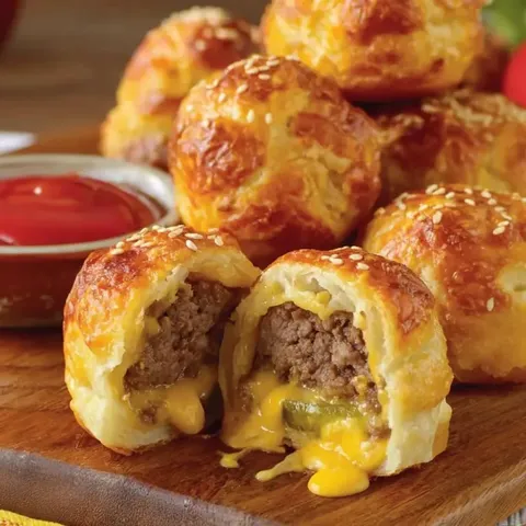 A plate of meat and cheese filled pastries.