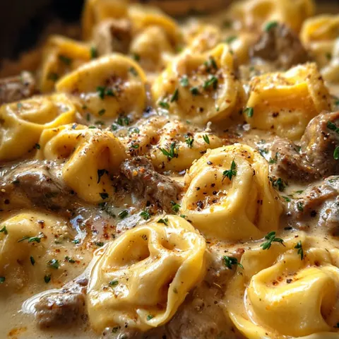 A bowl of pasta with meat and cheese.