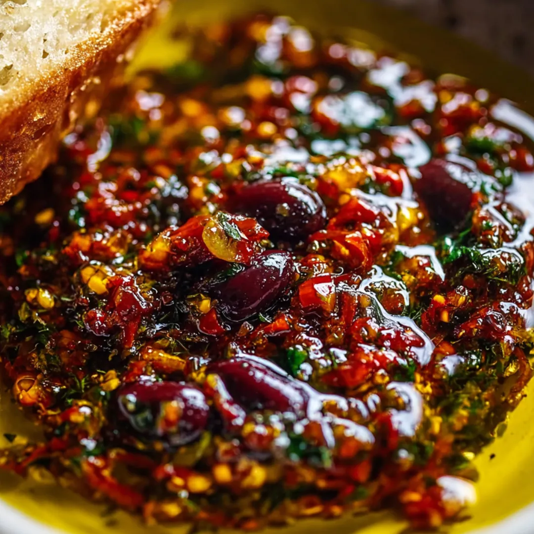 A bowl of food with a slice of bread on the side.