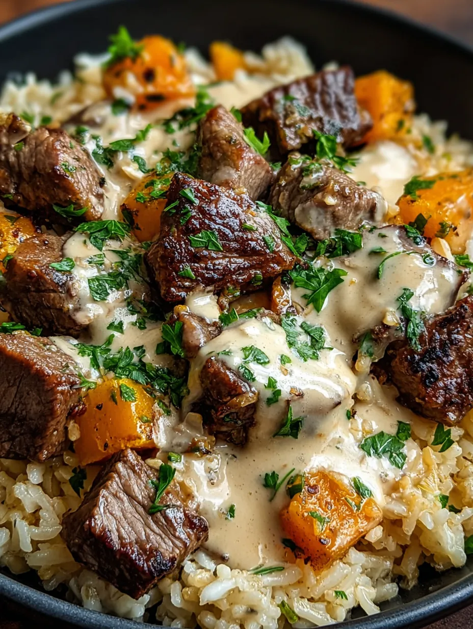 A plate of meat and rice with a green garnish.