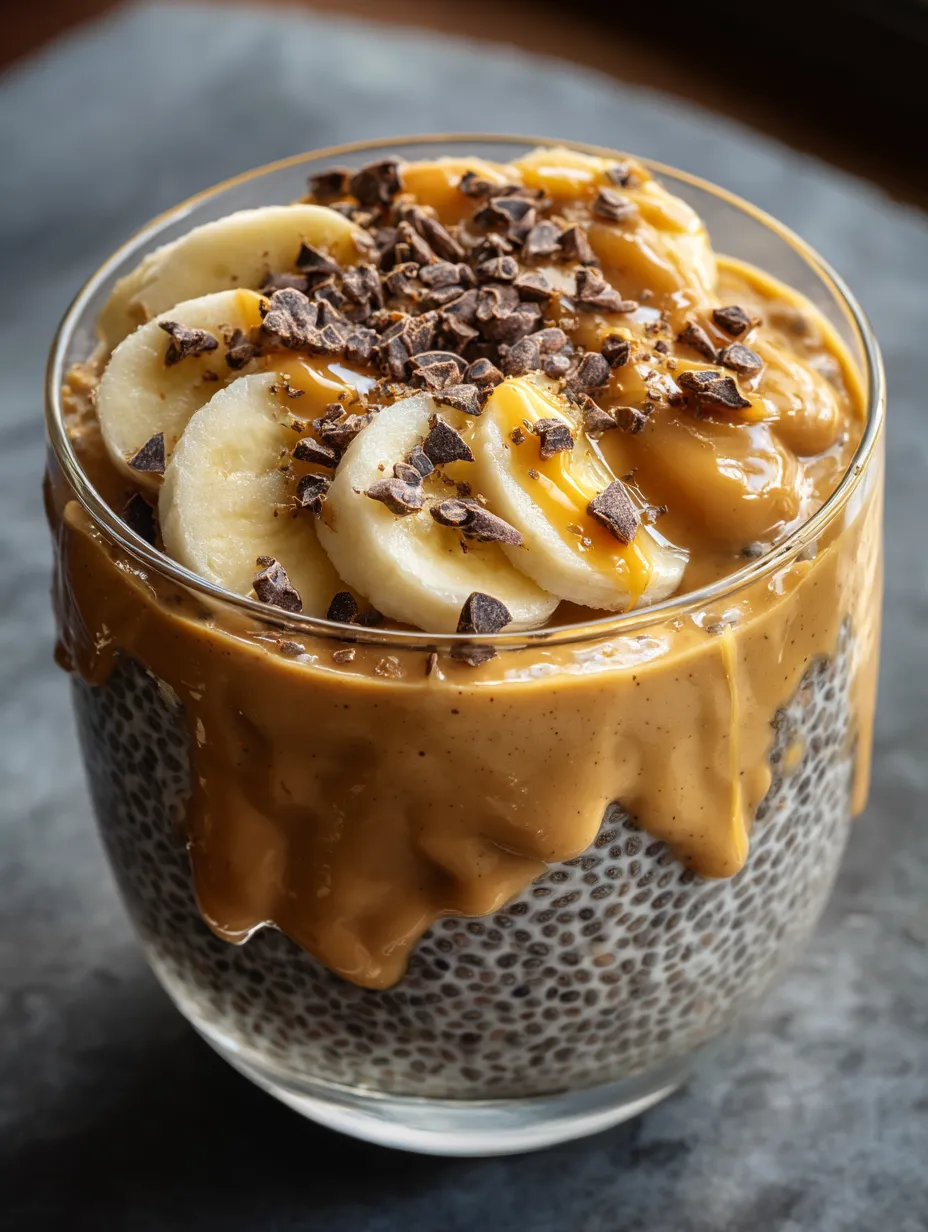 A glass of chocolate and banana yogurt.