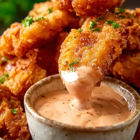 A bowl of dipping sauce with a spoon in it.
