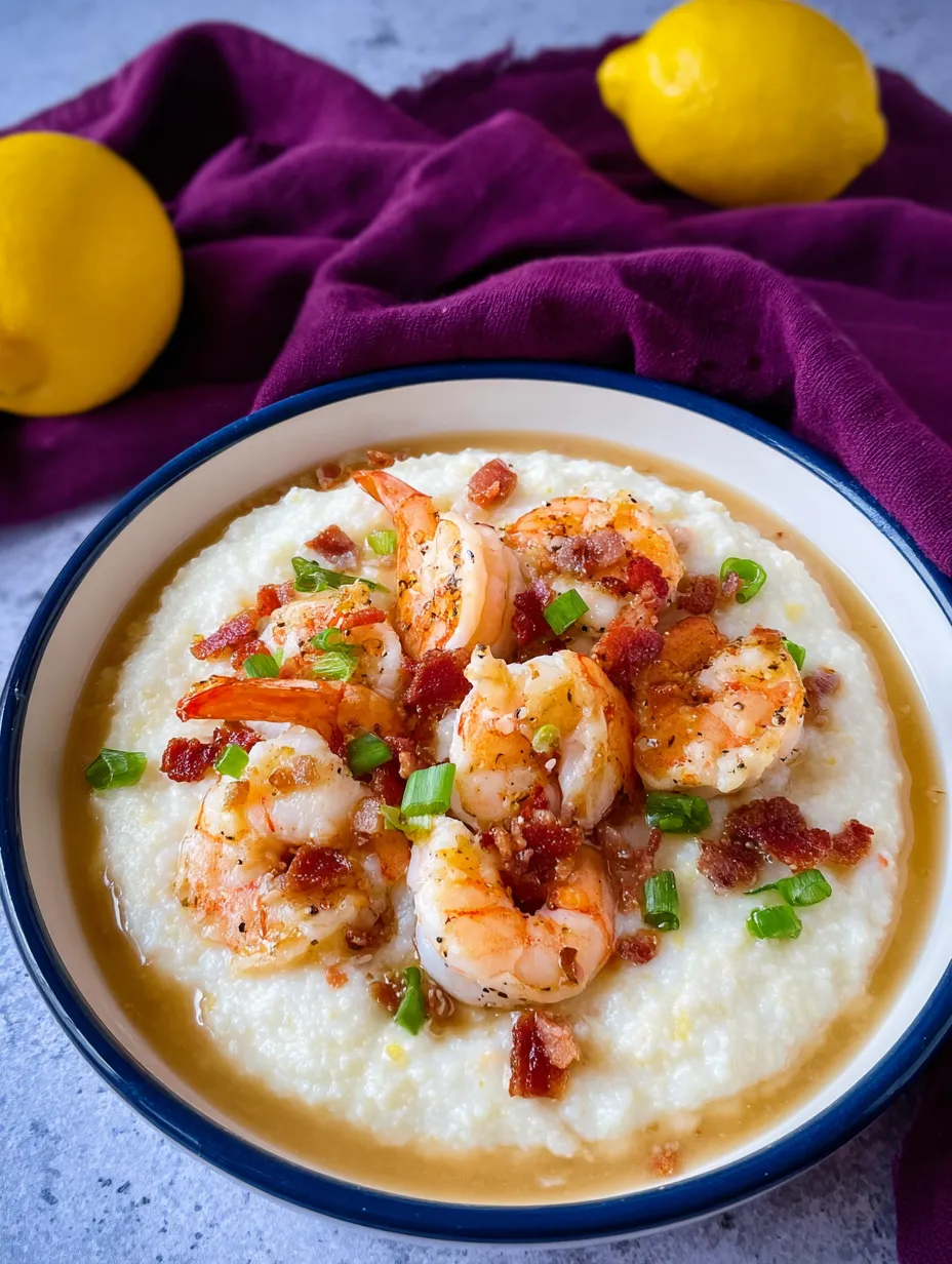 A bowl of shrimp and grits.