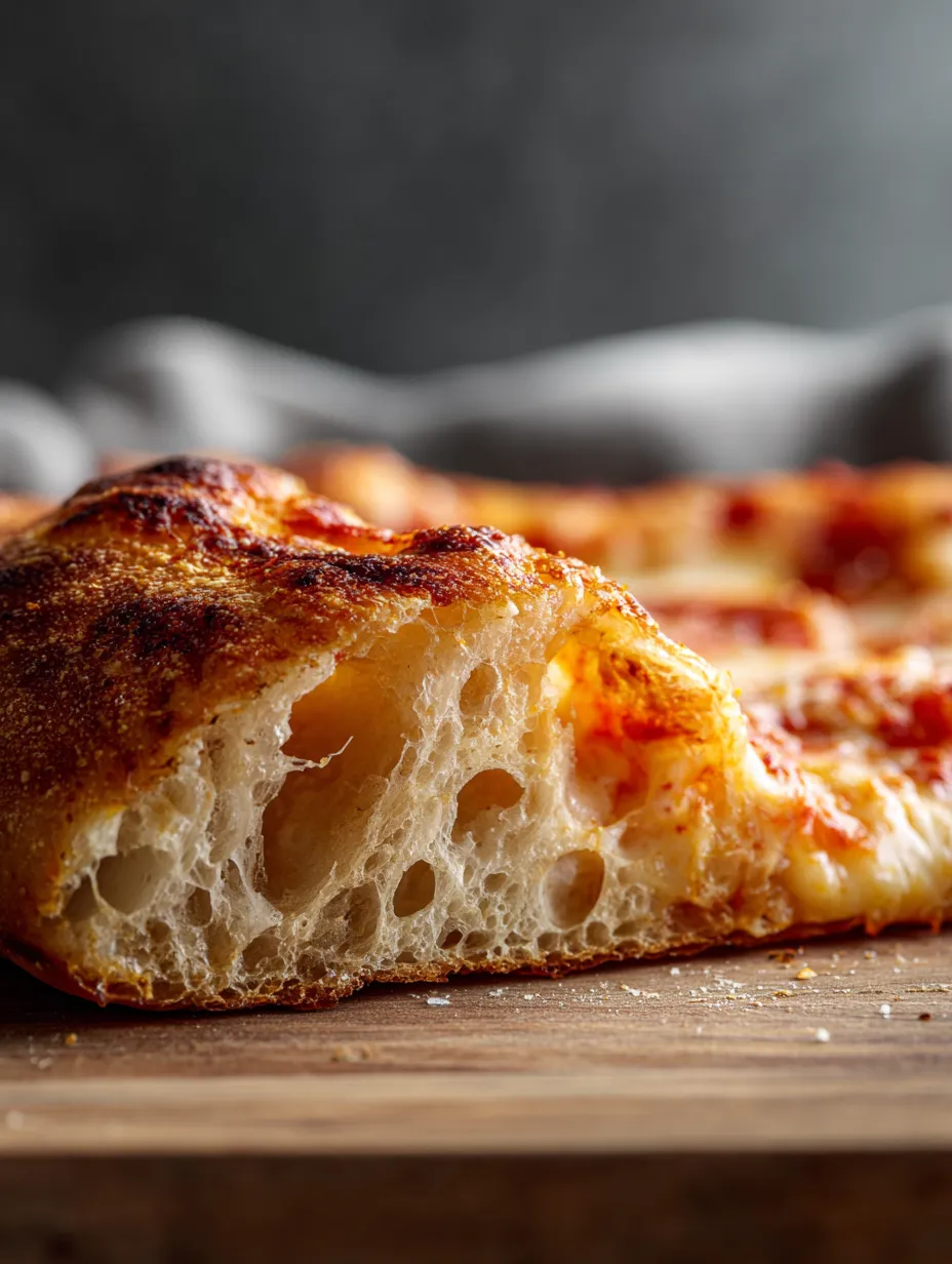 A slice of pizza on a wooden table.