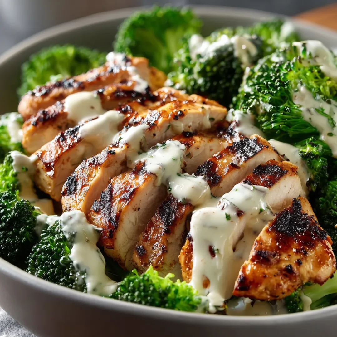 A bowl of chicken and broccoli.