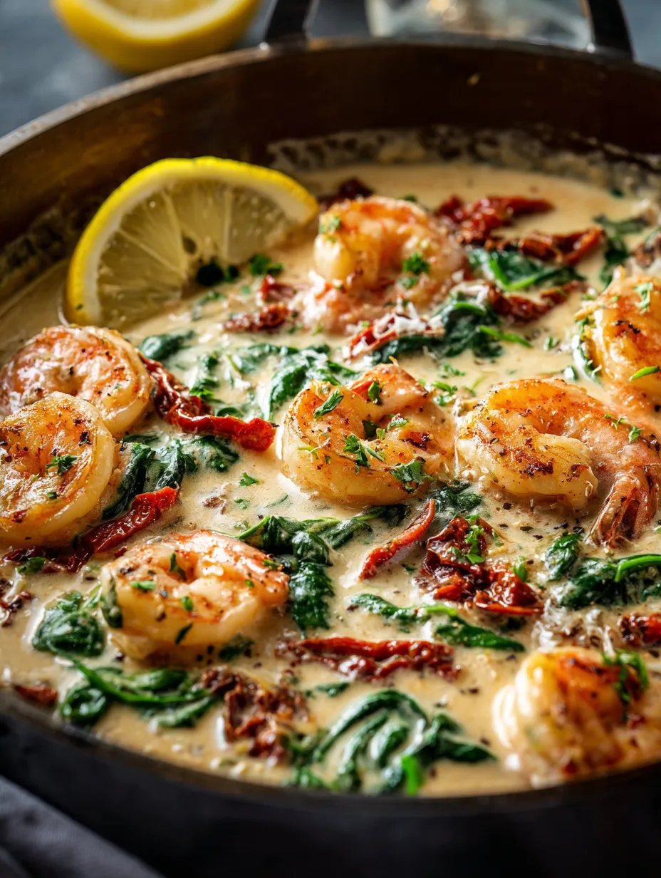 A bowl of shrimp and greens.