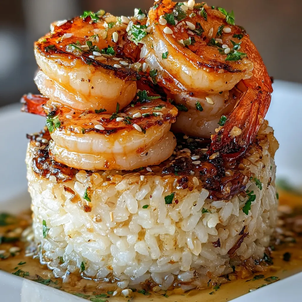 A plate of shrimp and rice.