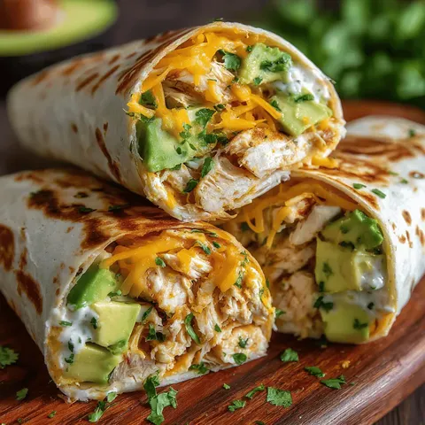 Two burritos with cheese and avocado.