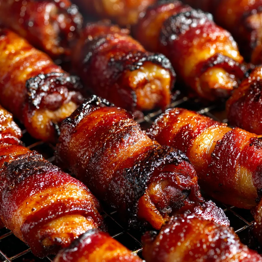 Bacon wrapped around a stick.