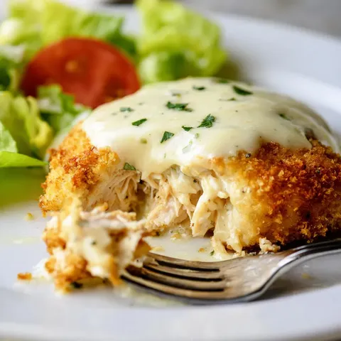A plate of food with a fork on it.