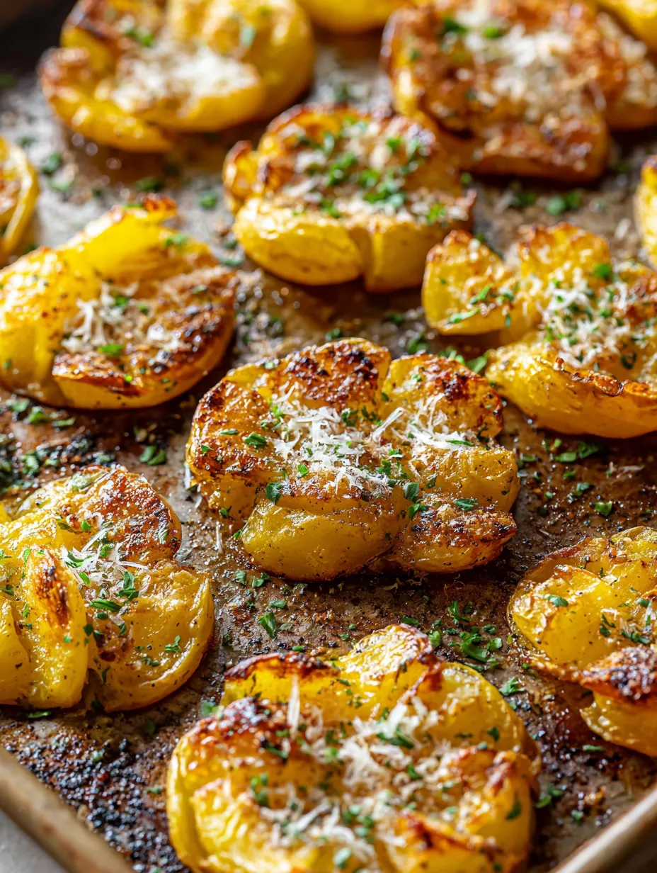 Sliced potatoes with cheese on a tray.