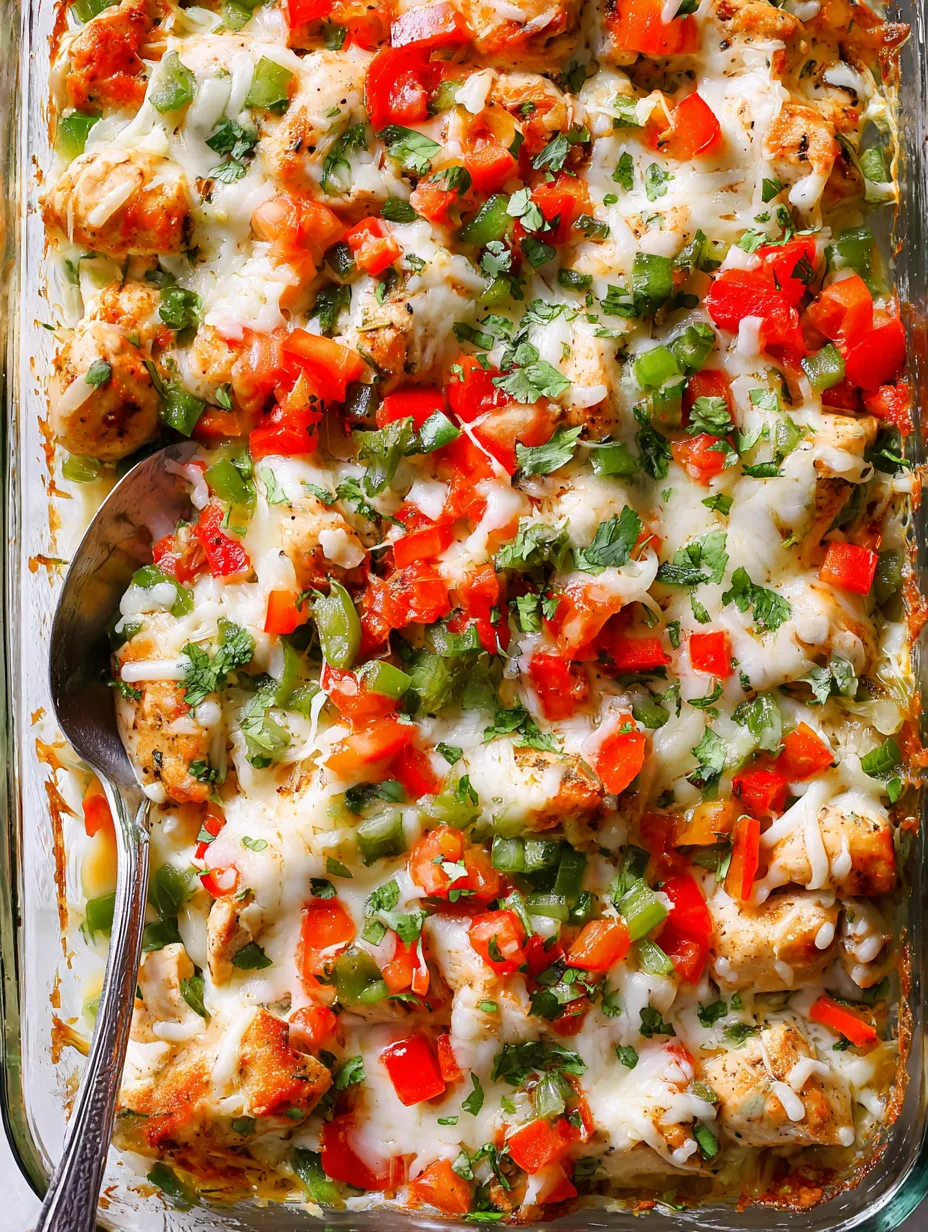 A dish of chicken and vegetables.