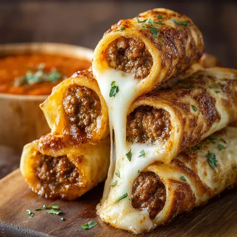 A stack of cheese filled burritos.