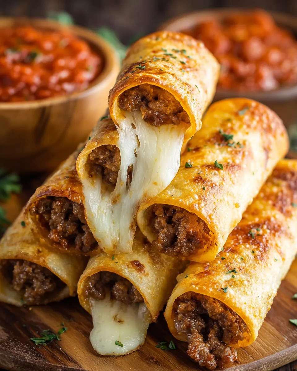 A stack of cheese filled burritos.