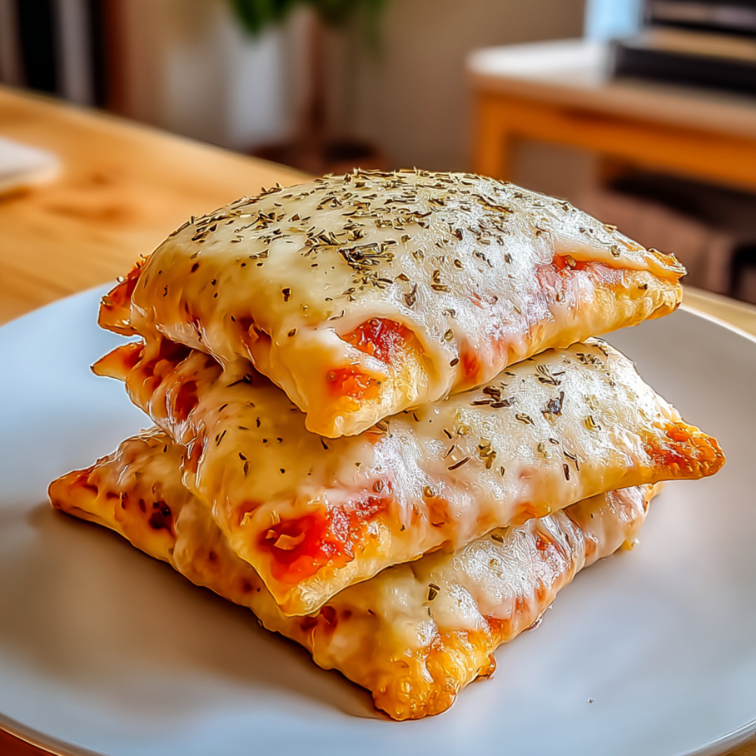A pile of gooey cheese and herb-packed pizza pockets.