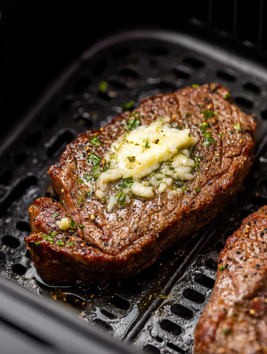 A piece of meat with butter on it.