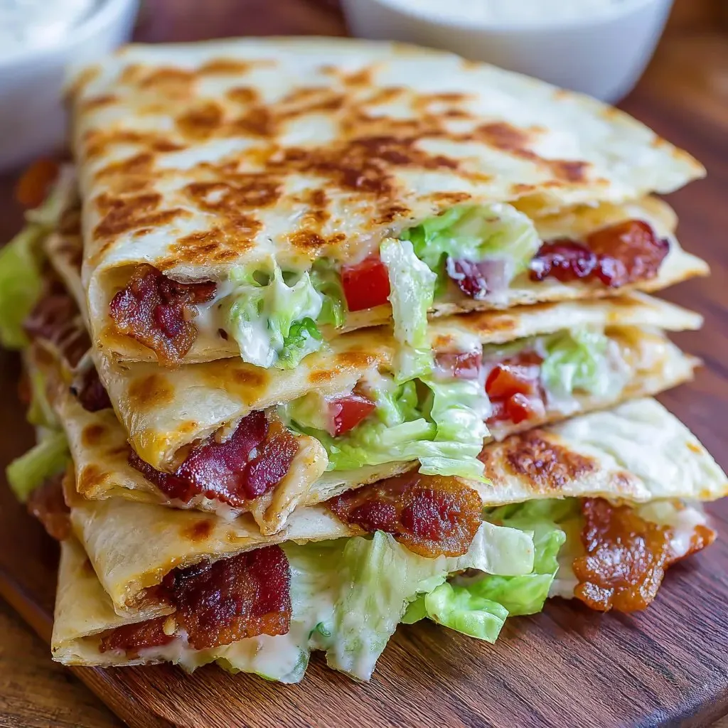 A stack of bacon and lettuce sandwiches.