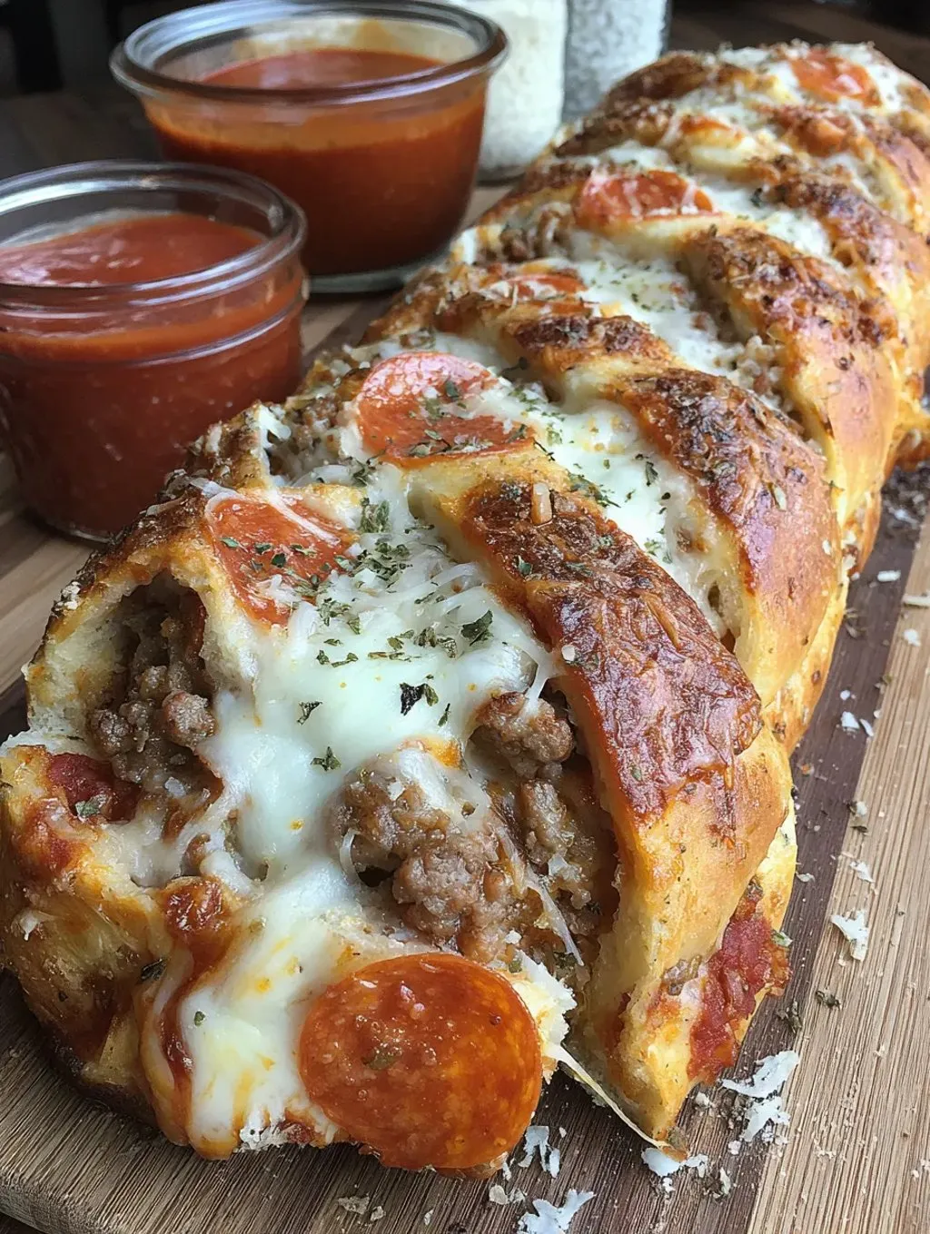A pizza with pepperoni and cheese.