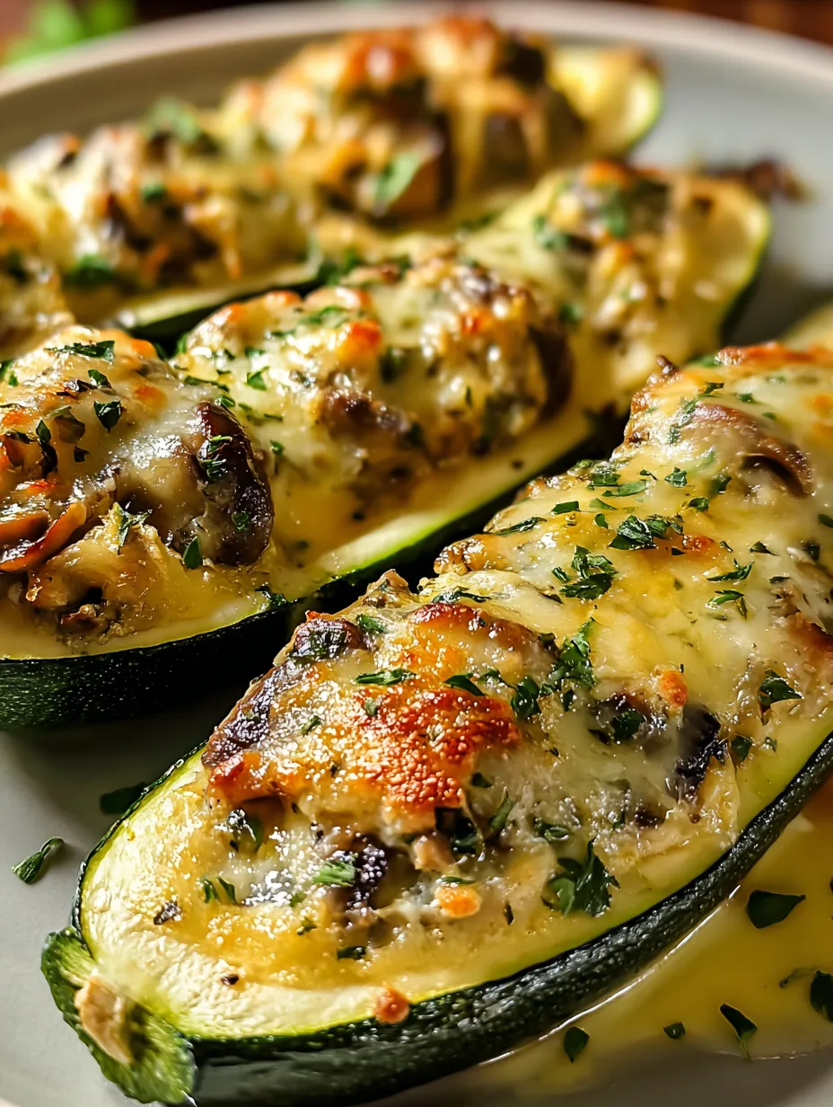 Sliced zucchini with cheese and herbs.